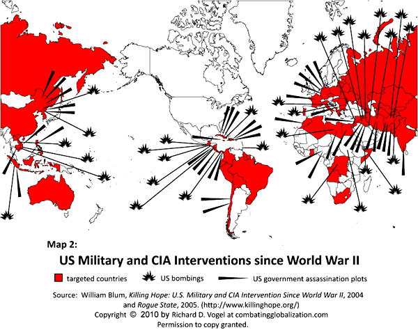 US military and CIA Interventions since World War II